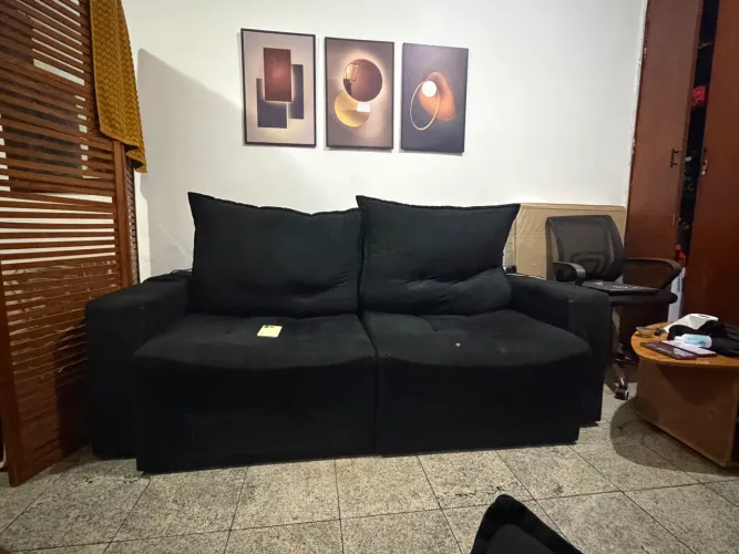 Sofá inclinável preto 2 metros usado