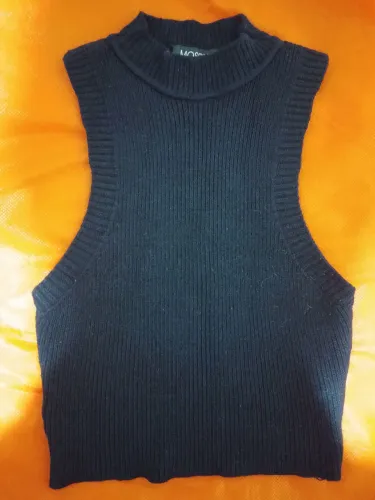 Blusa preta canelada feminina infantil P