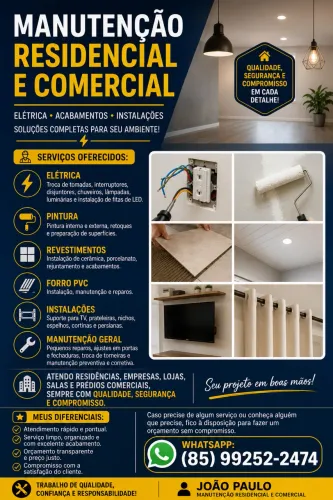 Manutenção Residencial, Elétrica e acabamentos