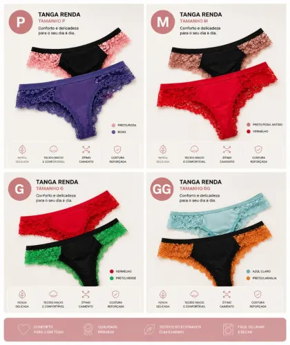Tanga de renda calcinha 