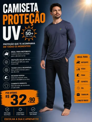 Camisetas termina proteção UV