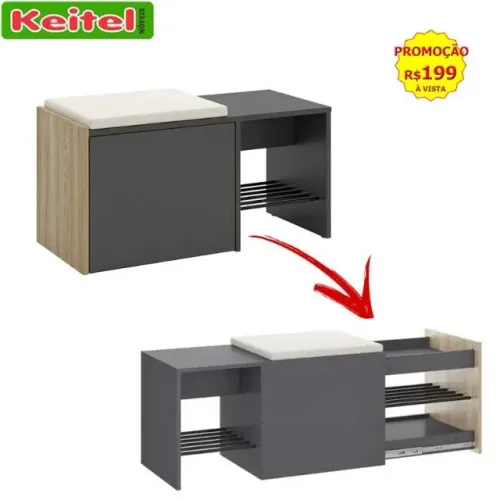 Sapateira Banco Flow Com Futon e 1 Gaveta Organizadora Cor Expresso / Aveiro - 1006 -