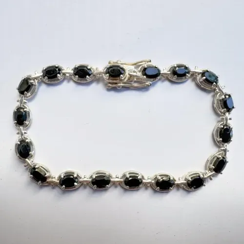 PULSEIRA RIVIERA VINTAGE EM PRATA 800 COM ESPINÉLIOS NATURAIS