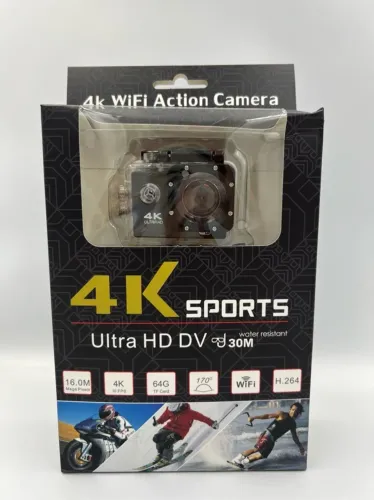Camera Prova D'agua 4k Ação Sports Filmadora Wifi Full Hd Cor Preto