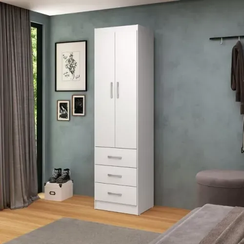 Guarda Roupa Texas 2 Portas 3 Gavetas Branco San Marino - Entrega Rápida!