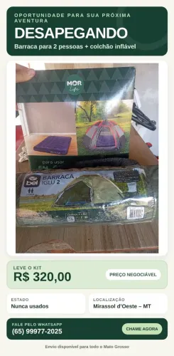 Barraca de camping para 2 pessoas + colchão inflável ?nunca usados,320,00 negociavel