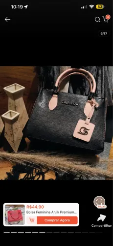 Bolsa gabi show preta com rose