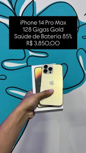 Seminovo: iPhone 14 Pro Max / 128GB / Gold / Saude de Bateria 85% - Loja Fisica