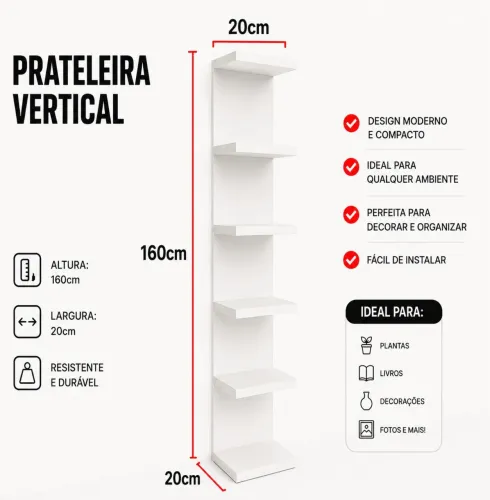 Prateleira vertical em Mdf 