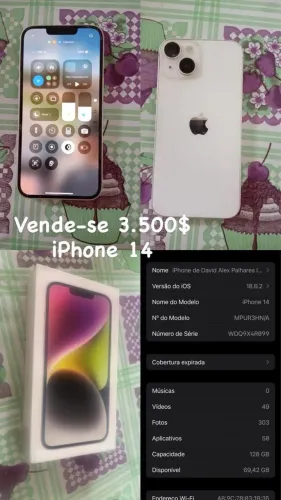 Vende-se iPhone 14 - 128gb - contato 84- *