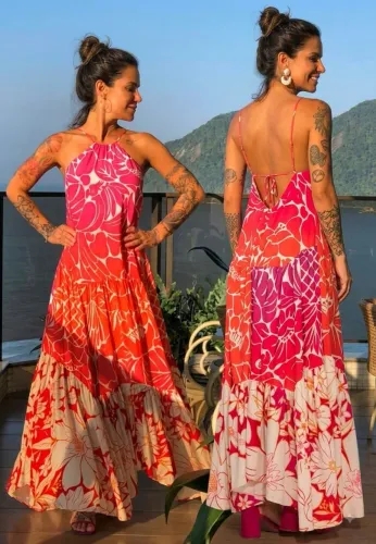 Vestido longo Farm estampado produtos femininos