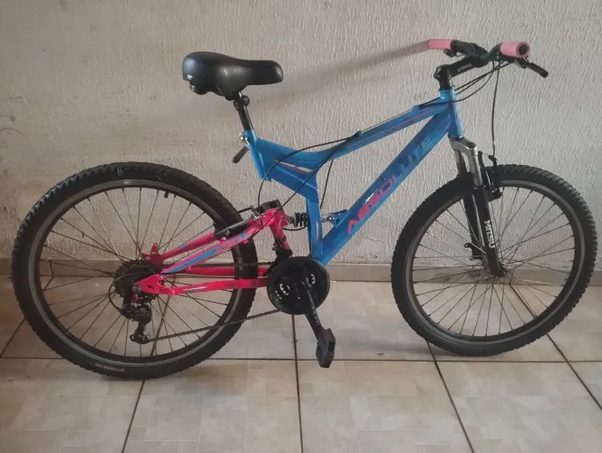 Bicicleta aro 26 dupla suspensão pintada e revisada