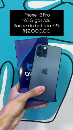 iPhone 12 Pro / 128GB Azul / Saúde de Bateria: 79% / Com garantia / loja física /$2.000,00