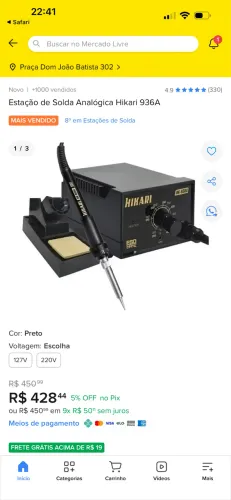 Estação de solda analógica HIKARI 936A