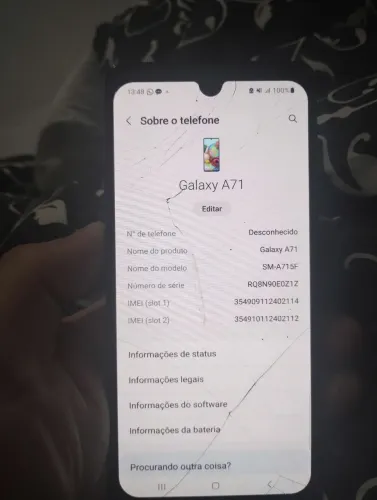 Samsung A71 tela quebrada Funcionando 