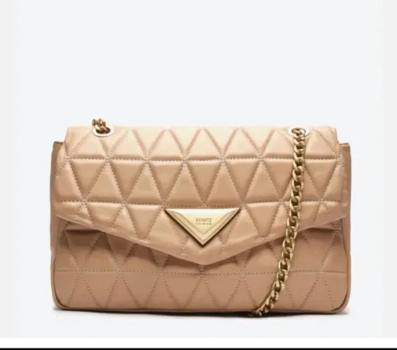 Bolsa Schutz 944 couro média amêndoa / nude nova