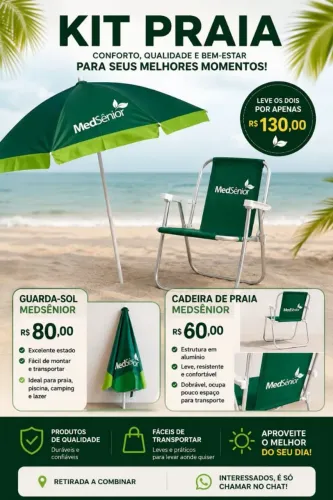 Kit Praia e Piscina - Cadeira e Guarda Sol