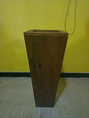 Vaso Cachepô Alto em Madeira Rústica para Plantas (Com Fundo Falso)