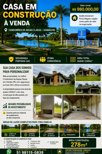 Casa em Construção em Condomínio Fechado