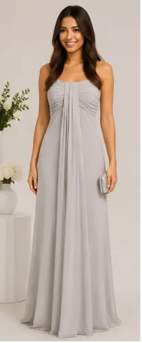 Vestido de festa longo gelo/cinza claro