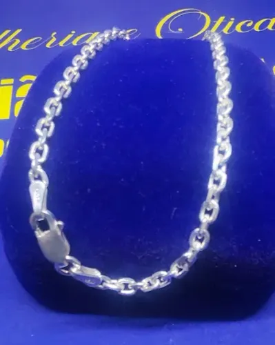 Pulseira Cadeado Fina Unisex Prata 925 Peso 4.05 Gramas Pulseira 22 Cm Fio 3 mm           