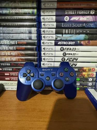 Controle original ps3 azul metálico original 