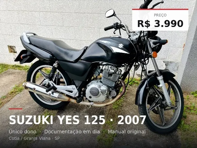 Suzuki Yes 125 EN 2007 ? Preta ? Único Dono