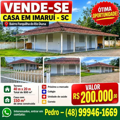 Vendo uma casa na forquilha do Rio duna imarui