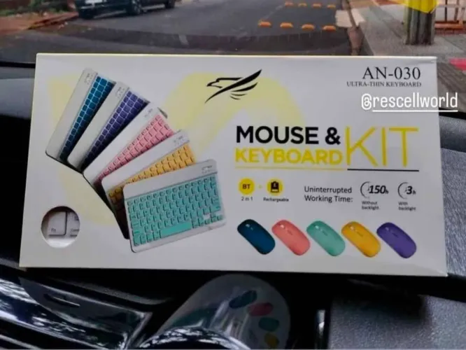 Kit Teclado e Mouse Bluetooth para Tablet.