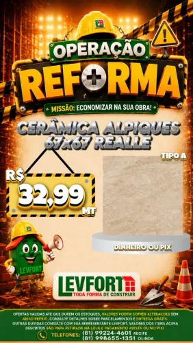Cerâmica alpiques 67x67 realle mt