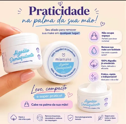 Algodão Demaquilante Mia Make