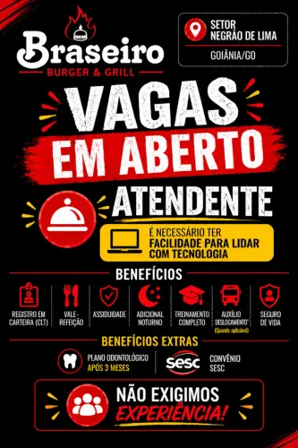  ATENDENTE  BRASEIRO BURGER - SETOR NEGRÃO DE LIMA