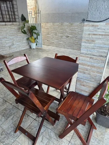 Mesa bar barzinho área externa 4 cadeiras 