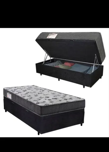 Cama de solteiro baú + colchão D33