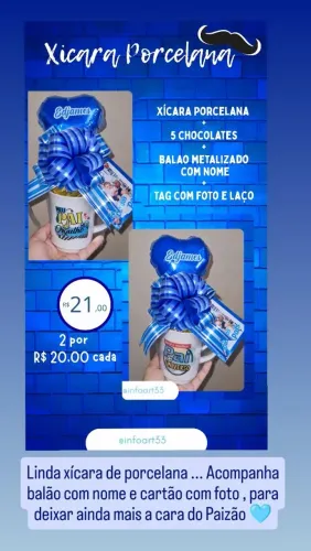Xícara Dia dos Pais e chocolates