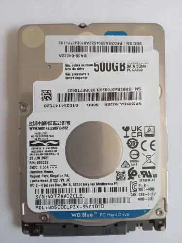 HD WESTERN DIGITAL 500GB - NOTEBOOK