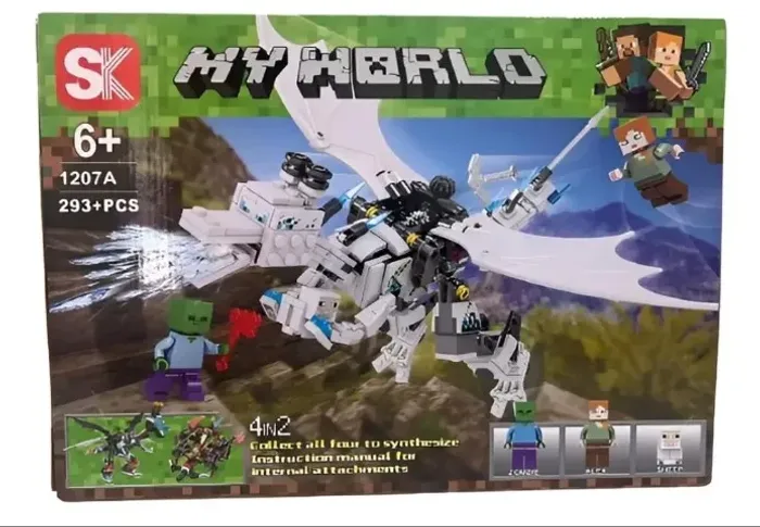 Lego Minecraft My World SK1207 Dragon Branco Brinquedo Infantil