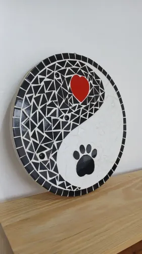 Mandala artesanal Pet 45cm - peça única em mosaico