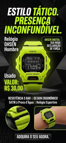 Relógio Esportivo OHSEN Hombre (Verde Neon) - 5ATM / À Prova d'Água
