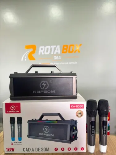 VENDE-SE CAIXA DE SOM COM MICROFONES