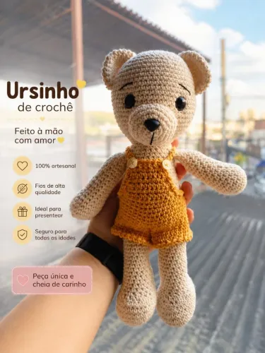 Ursinho de pelúcia crochê 30cm