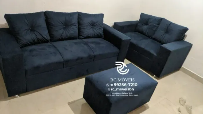 Sofá 2 e tres lugares com Puff Suede D33 Confortável Direto da Fábrica