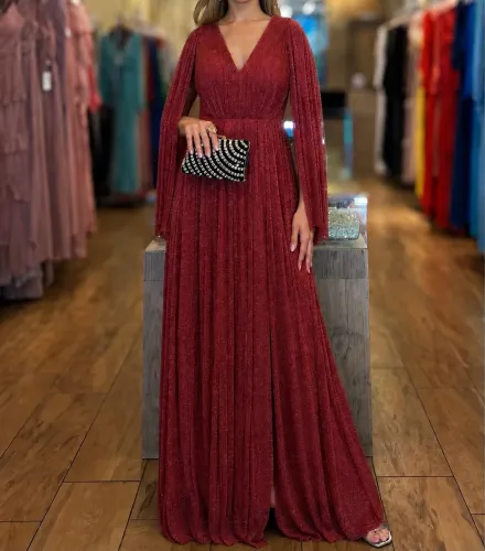Vestido London vermelho brilhoso de festa