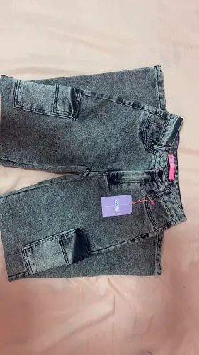 Calça jeans cargo feminina infantil tamanho 12 anos
