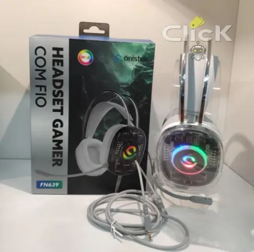 Headset Gamer Branco com Microfone P3 ONISTEK - ON-FN639
