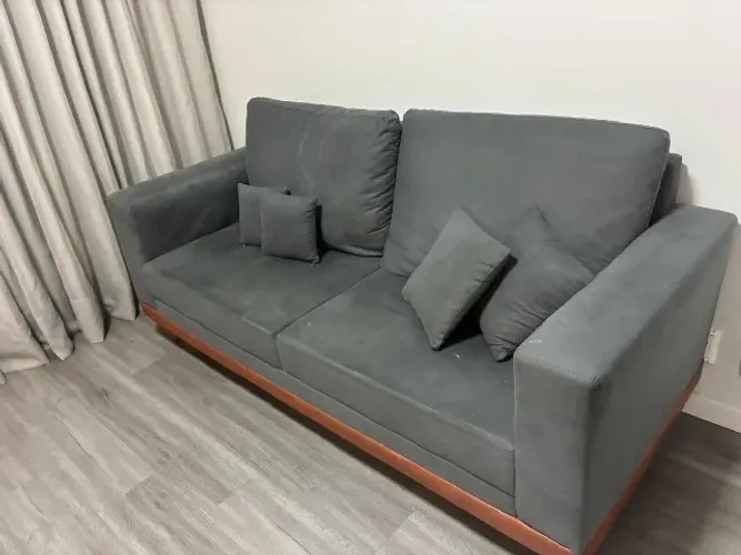 Sofá Living 3 lugares Suede - cor cinza
