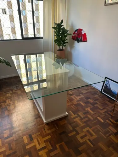 Mesa de jantar de vidro 1,65 x 85 com 3 cadeiras