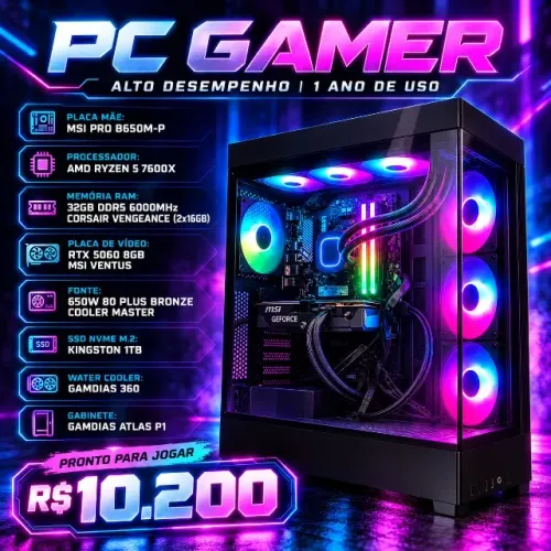 Computador De Mesa Gamer Ryzen 5 7600x Rtx 5060