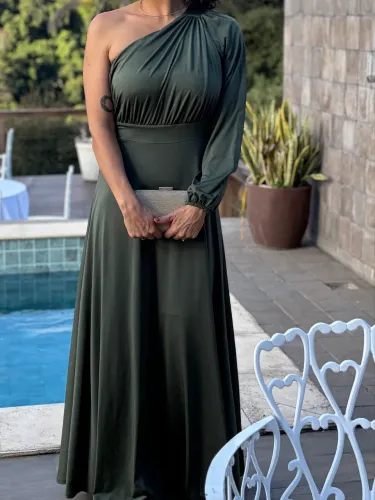 Vestido Longo Verde Militar
