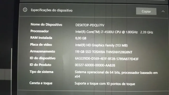Notebook Sony VAIO core i7 8GB RAM SSD 128GB - touchscreen